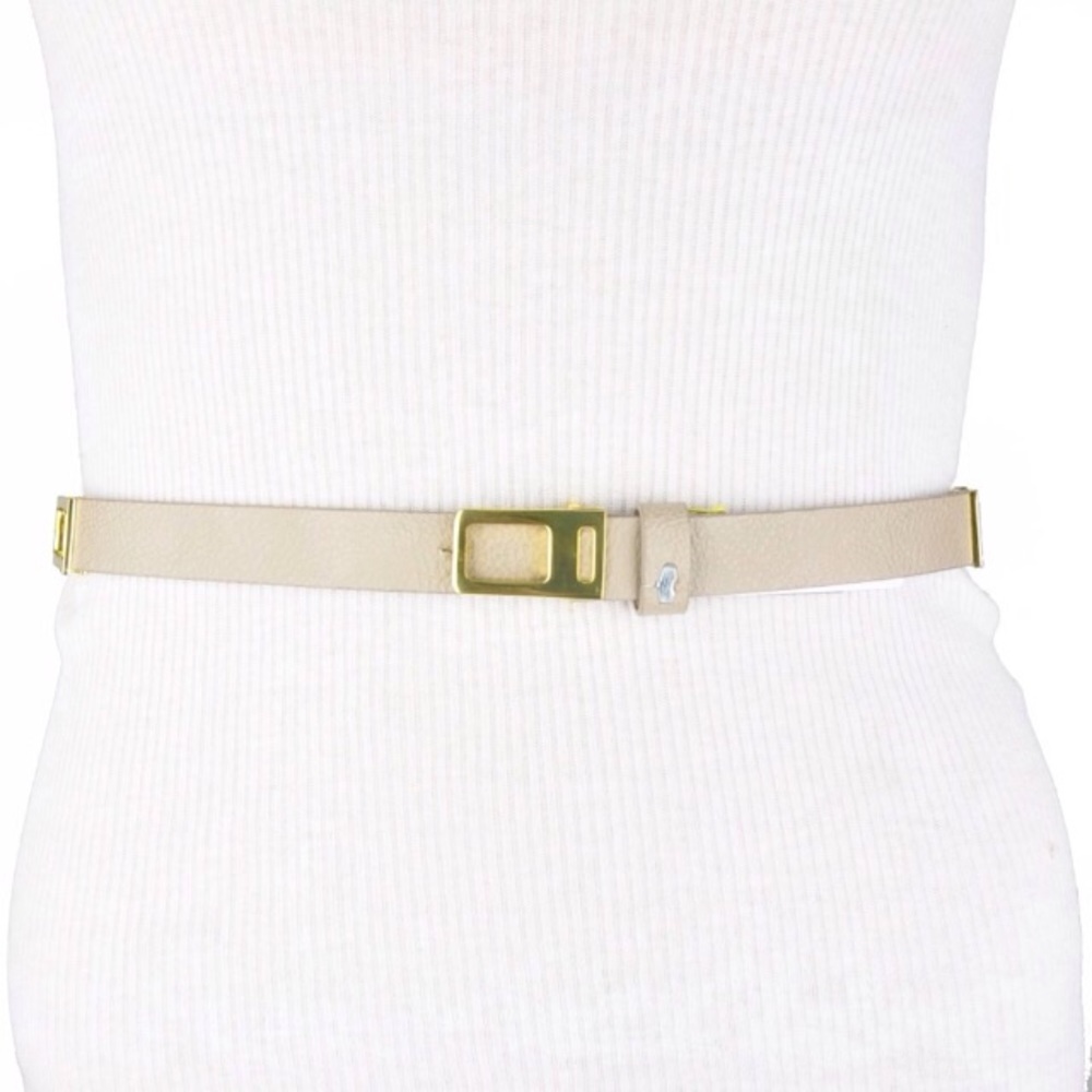 BCBGENERATION WAIST BELT GRAY BEIGE GOLD TONE